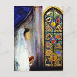 Portrait of Simone Fayet in Holy Communion Postcard
