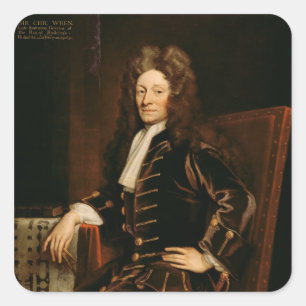 Portrait of Sir Christopher Wren 1711 Square Sticker