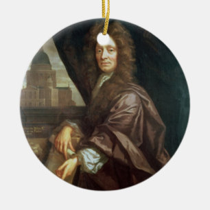 Portrait of Sir Christopher Wren (oil on canvas) Ceramic Ornament
