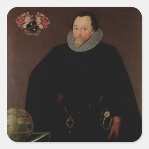 Portrait of Sir Francis Drake 1591 Square Sticker