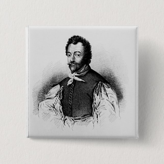 Portrait of Sir Francis Drake 2 Inch Square Button (Front)