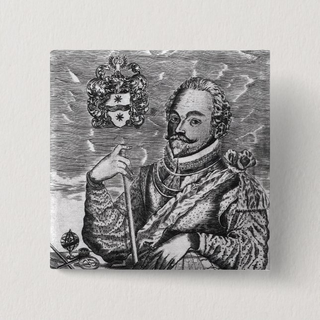 Portrait of Sir Francis Drake 2 Inch Square Button (Front)