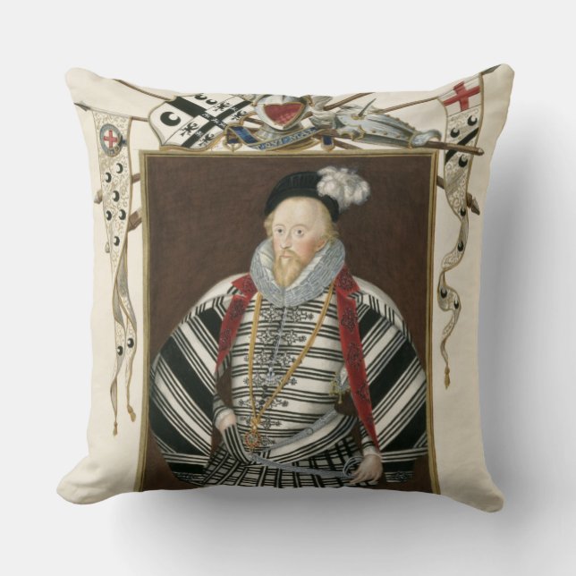 Portrait of Sir Henry Lee (1530-1610) from 'Memoir Throw Pillow (Front)