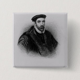 Portrait of Sir Nicholas Bacon 2 Inch Square Button