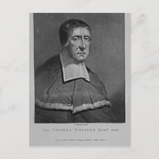 Portrait of Sir Thomas Twisden Postcard (Front)