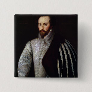 Portrait of Sir Walter Raleigh 1588 2 Inch Square Button