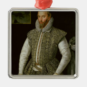 Portrait of Sir Walter Raleigh, 1598 Metal Ornament