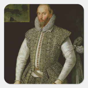 Portrait of Sir Walter Raleigh, 1598 Square Sticker