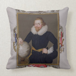Portrait of Sir Walter Raleigh (c.1552-1618) from Throw Pillow