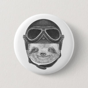 Portrait Of Sloth   Vintage Helmet 2 Inch Round Button