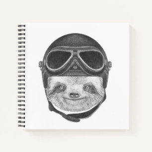 Portrait Of Sloth   Vintage Helmet Notebook