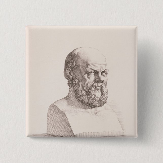 Portrait of Socrates 2 Inch Square Button (Front)