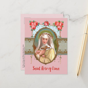Portrait of St. Rose Draped with Roses (M 024a) Postcard