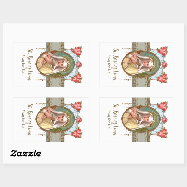 Portrait of St. Rose Draped with Roses (M 024a) Sticker (Sheet)