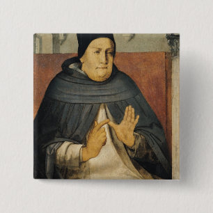 Portrait of St. Thomas Aquinas  c.1475 2 Inch Square Button