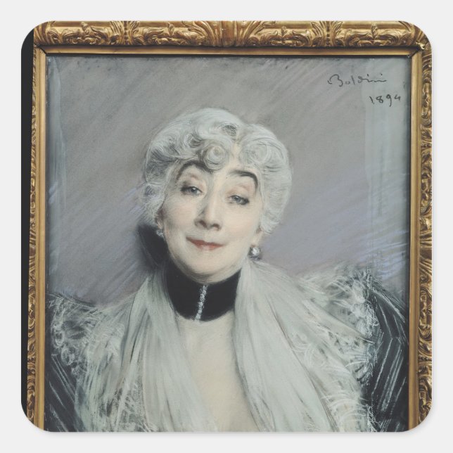 Portrait of the Countess de Martel de Janville Square Sticker (Front)