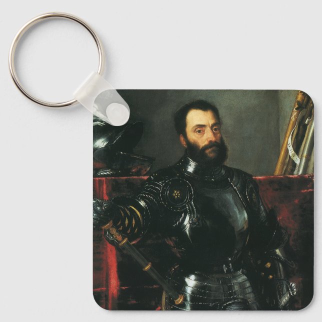 Portrait of the Duke of Urbino by Titian Keychain (Front)