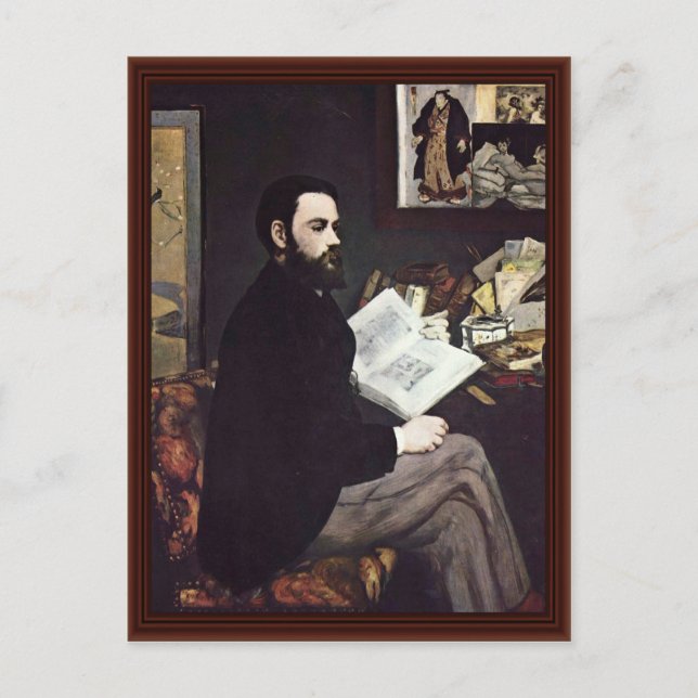 Portrait Of The Emile Zola By Manet Edouard Postcard (Front)