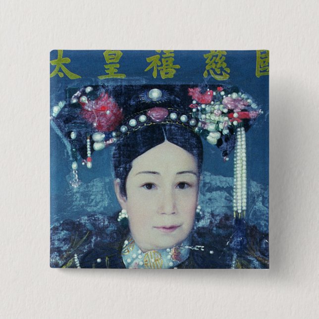 Portrait of the Empress Dowager Cixi 2 Inch Square Button (Front)