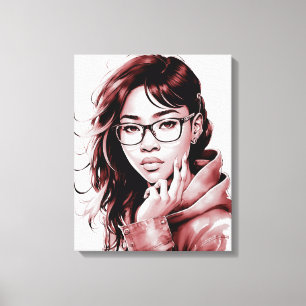 Portrait of the Girl with Glasses Canvas Print