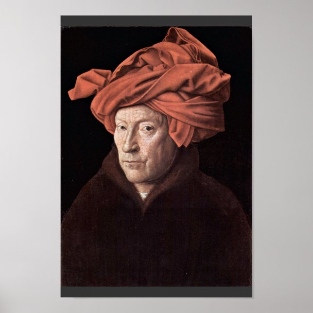 Portrait Of The Man With The Turban,  By Eyck Jan Poster (Front)