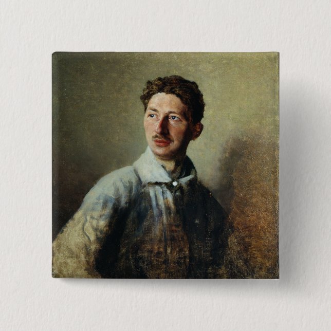 Portrait of the poet Sergey Gorodetsky  1909 2 Inch Square Button (Front)