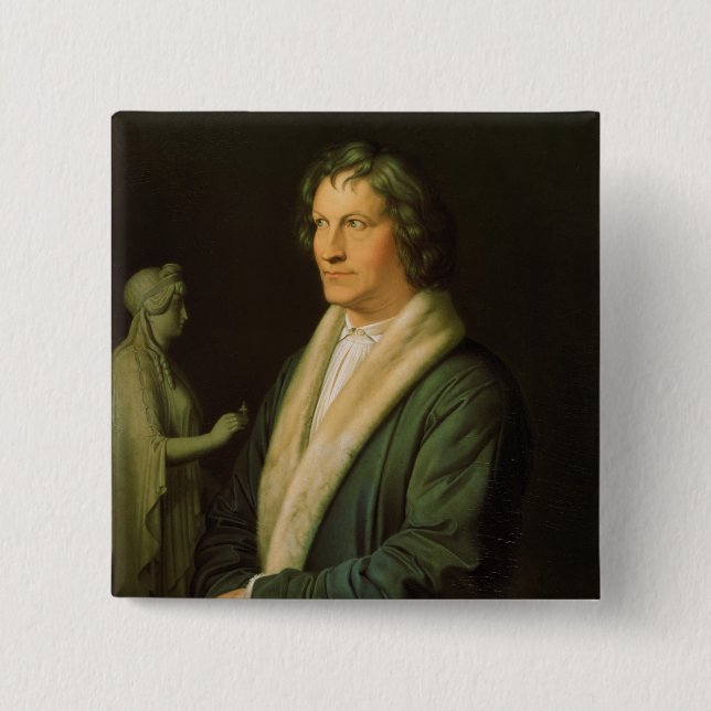 Portrait of the sculptor Bertel Thorvaldsen 2 Inch Square Button (Front)