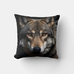 Portrait of the wolf throw pillow