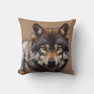 Portrait of the wolf throw pillow
