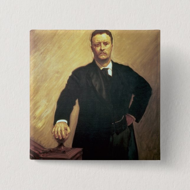 Portrait of Theodore Roosevelt 2 Inch Square Button (Front)