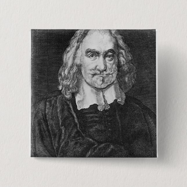 Portrait of Thomas Hobbes 2 Inch Square Button (Front)