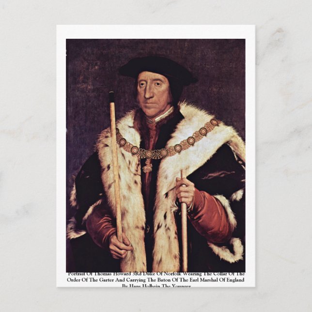Portrait Of Thomas Howard 3Rd Duke Of Norfolk Postcard (Front)