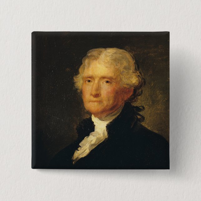 Portrait of Thomas Jefferson 2 Inch Square Button (Front)