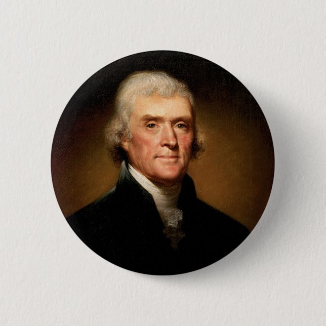 Portrait of Thomas Jefferson by Rembrandt Peale 2 Inch Round Button (Front)