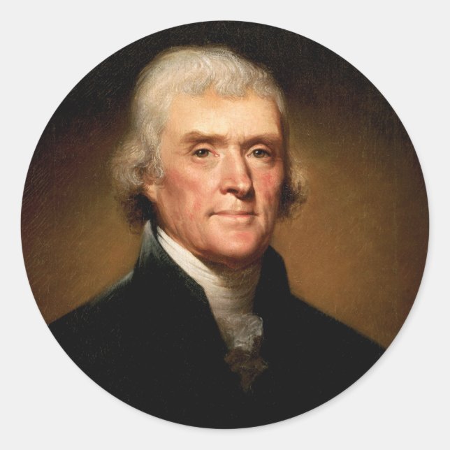 Portrait of Thomas Jefferson by Rembrandt Peale Classic Round Sticker (Front)