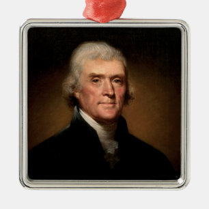 Portrait of Thomas Jefferson (by Rembrandt Peale) Metal Ornament