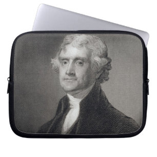 Portrait of Thomas Jefferson, engraved by Henry Br Laptop Sleeve