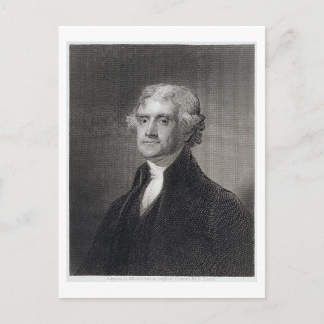 Portrait of Thomas Jefferson, engraved by Henry Br Postcard (Front)