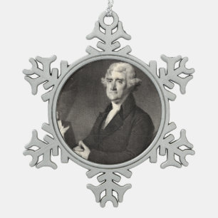 Portrait of Thomas Jefferson Snowflake Pewter Christmas Ornament