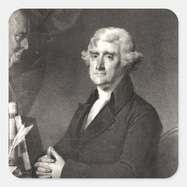 Portrait of Thomas Jefferson Square Sticker (Front)