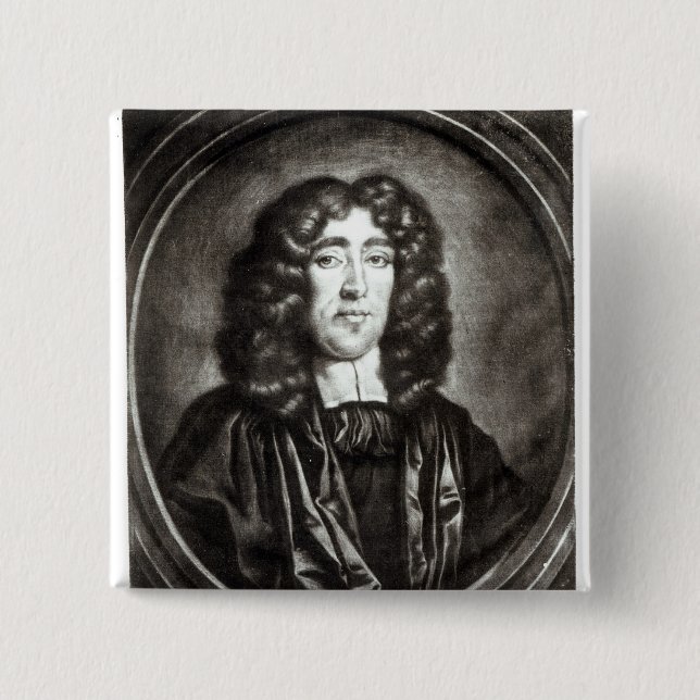 Portrait of Titus Oates  engraved by R. Thompson 2 Inch Square Button (Front)