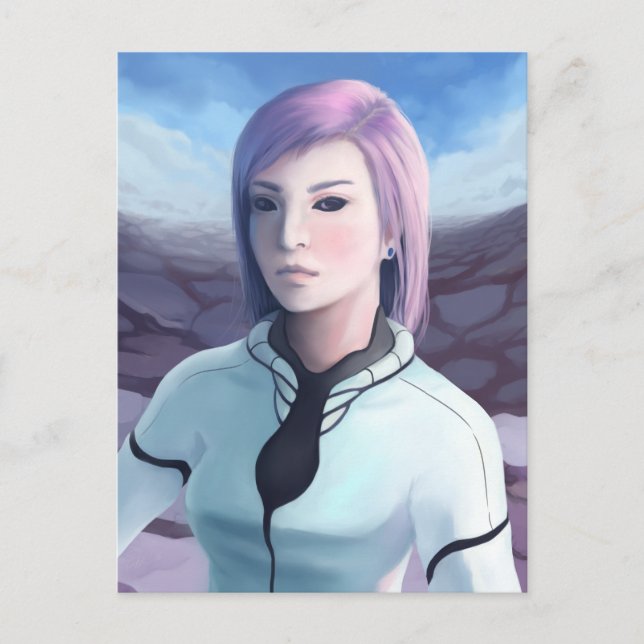 Portrait of Trisha - Futuristic Girl Painting Postcard (Front)