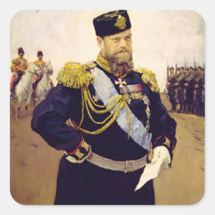 Portrait of Tsar Alexander III, 1900 Square Sticker
