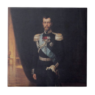 Portrait of Tsar Nicholas II (by Albert Edelfelt) Tile