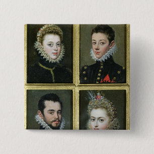 Portrait of Two Men and Two Women 2 Inch Square Button