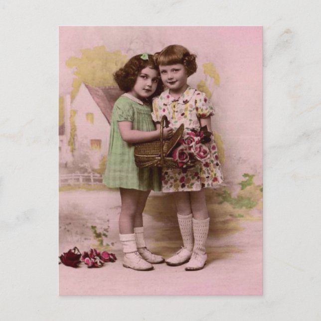 Portrait of Two Young French Girls Postcard (Front)