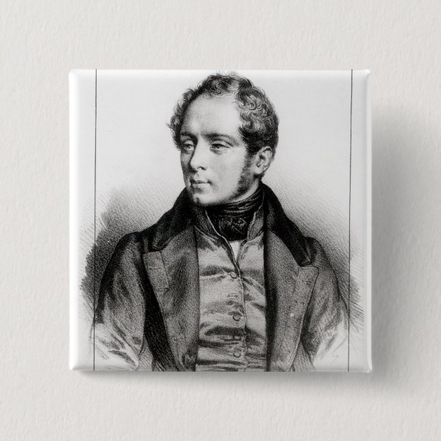 Portrait of Vincenzo Bellini 2 Inch Square Button (Front)