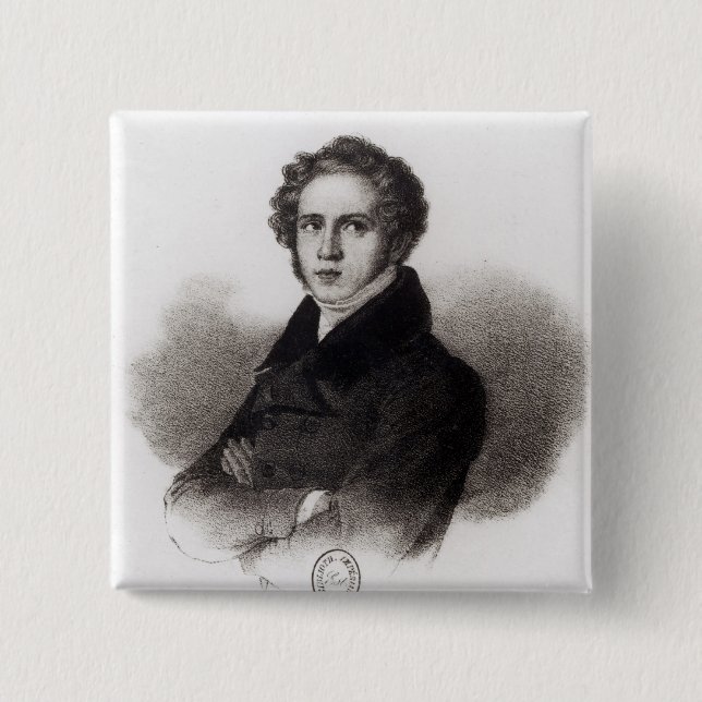 Portrait of Vincenzo Bellini 2 Inch Square Button (Front)