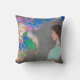 Portrait of Violette Heymann, Redon Throw Pillow