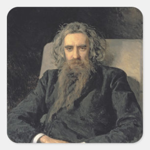 Portrait of Vladimir Sergeyevich Solovyov , 1895 Square Sticker